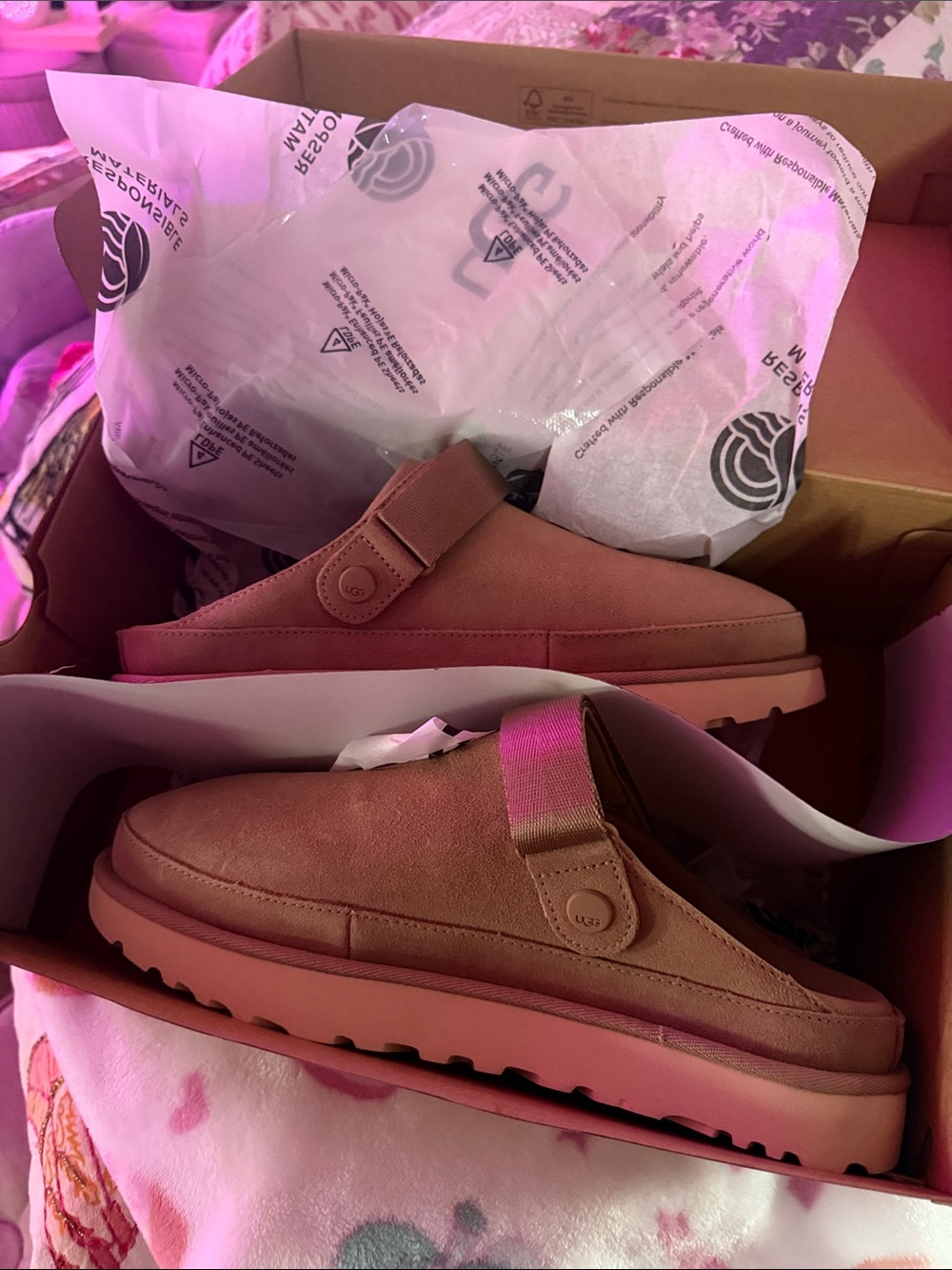 UGG Suede Backless Mule Slides Tan